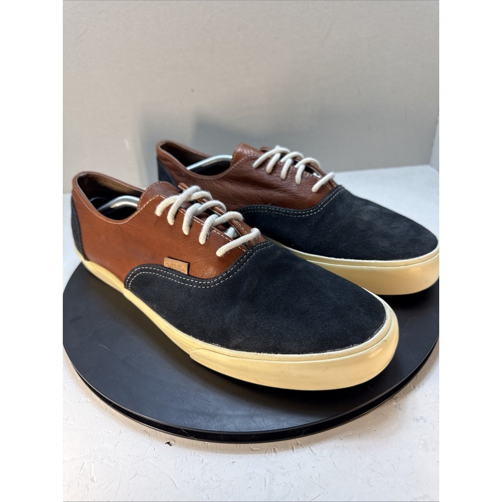 Vans California Era Decon CA Dress Blue Brown Leather Suede Skate Shoes M SZ 13